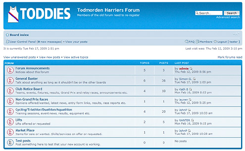 BOARD INDEX SCREEN WHEN LOGGED IN